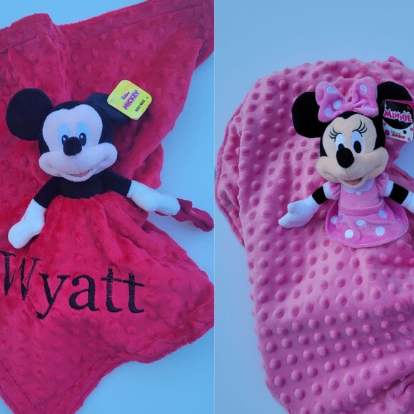 Double plush set Minky security Blanket for kids 21 x 21 - Picture 9 of 14